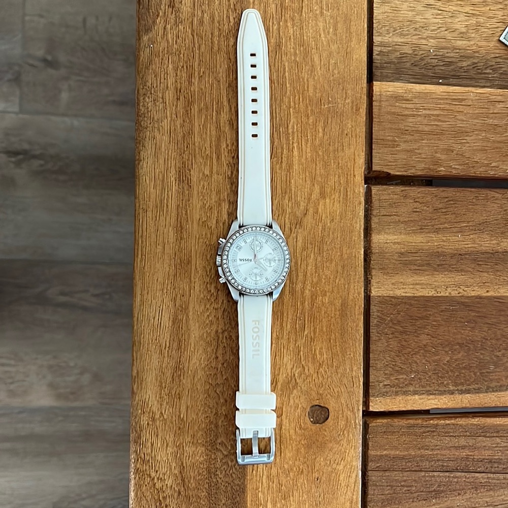 Silver Fossil Watch